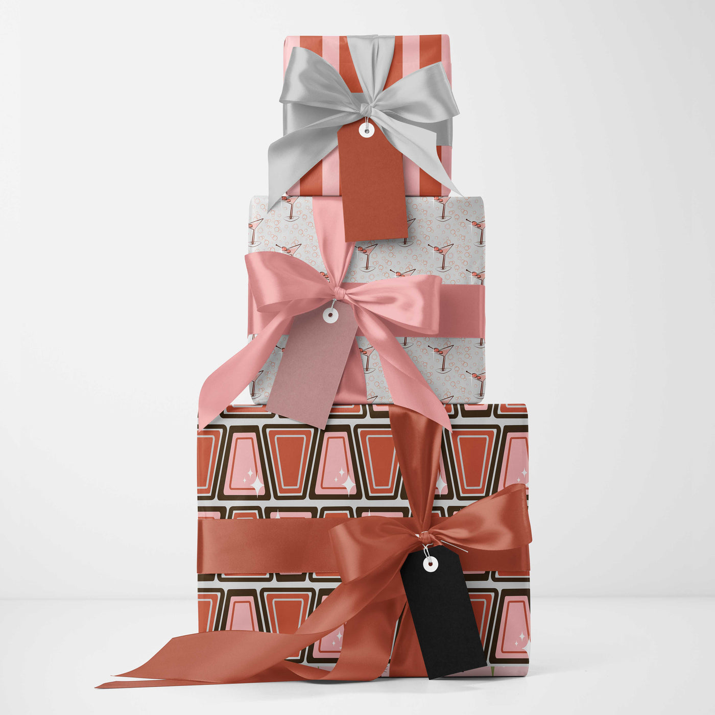 Star Trio Block Mid Century Modern Gift Wrap Craft Paper