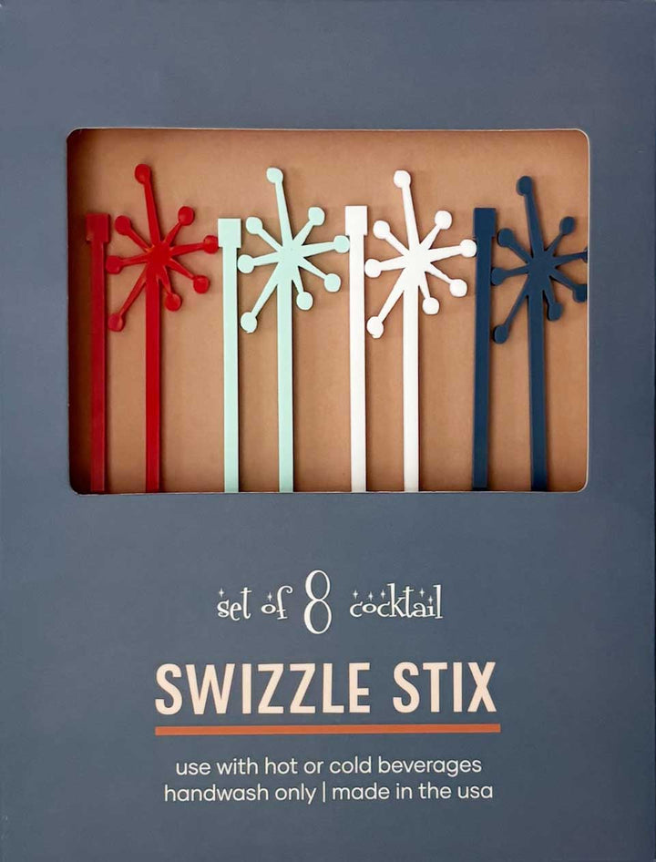 Retro Starburst Patriotic Acrylic Beverage Drink Stirrers