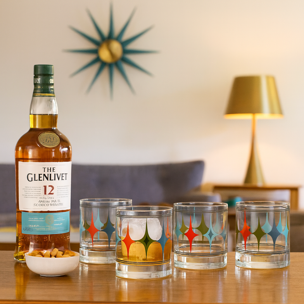 Starlight Diamond Mid Century Vintage Whiskey Rocks Cocktail Glass