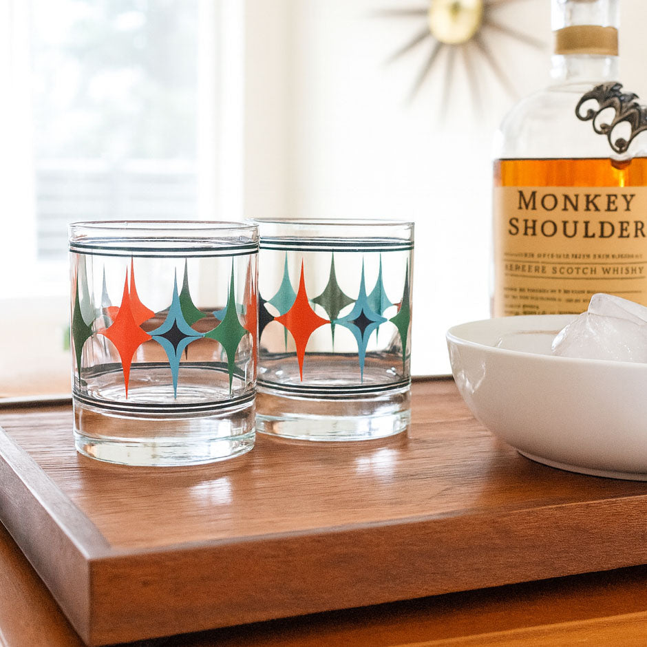 Starlight Diamond Mid Century Vintage Retro Cocktail Glasses
