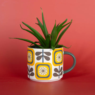 Mid Century Modern Sunflower Flower Matte Coffee Mug