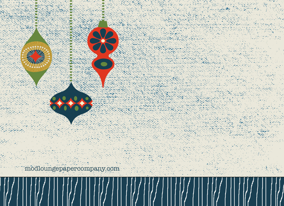 Retro Ornament Swanky Mid Century Couple Holiday Card A7