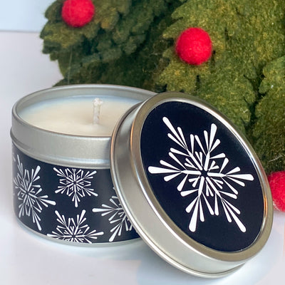 White Birch Snowflake Holiday Travel Candle