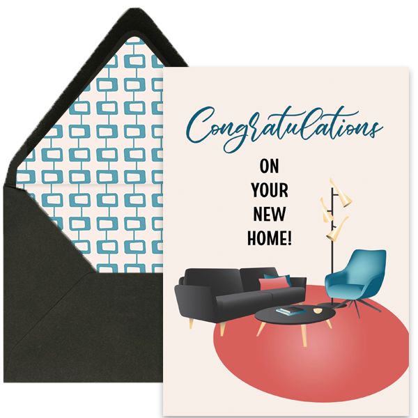 Mid Century Modern Furniture New Home Housewarming Greeting Card