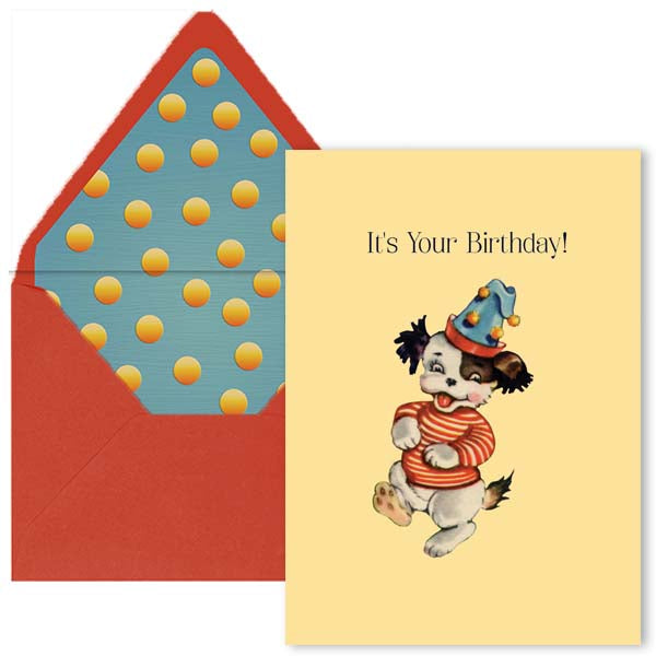 Vintage Dancing Pup Card (Polka Dot Liner)