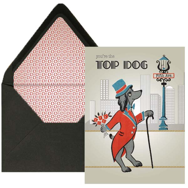 You're The Top Dog Vintage Male Puppy Greeting Card