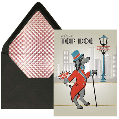 You're The Top Dog Vintage Male Puppy Greeting Card