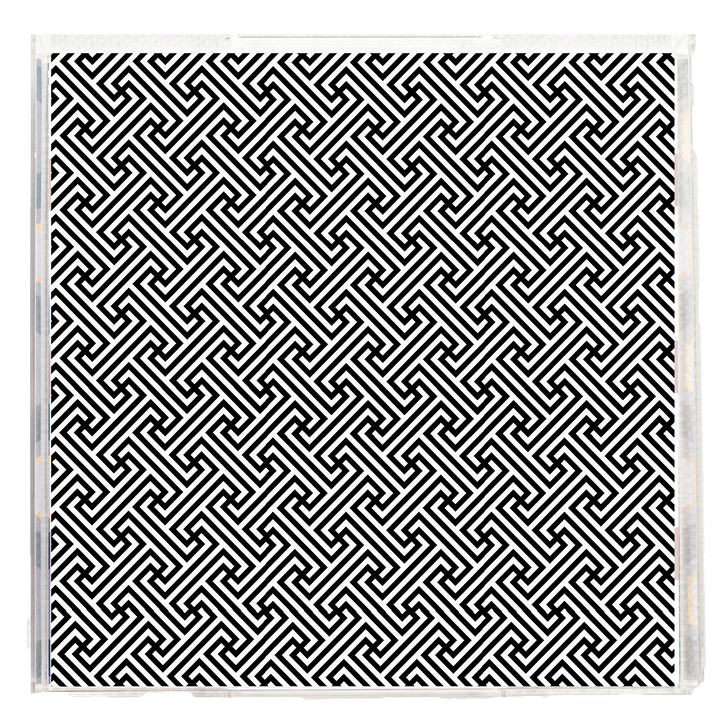 Black Lattice Acrylic Mid Century Modern Serving Tray