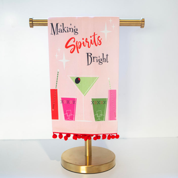 Making Spirits Bright Holiday Tea Towel with Trim