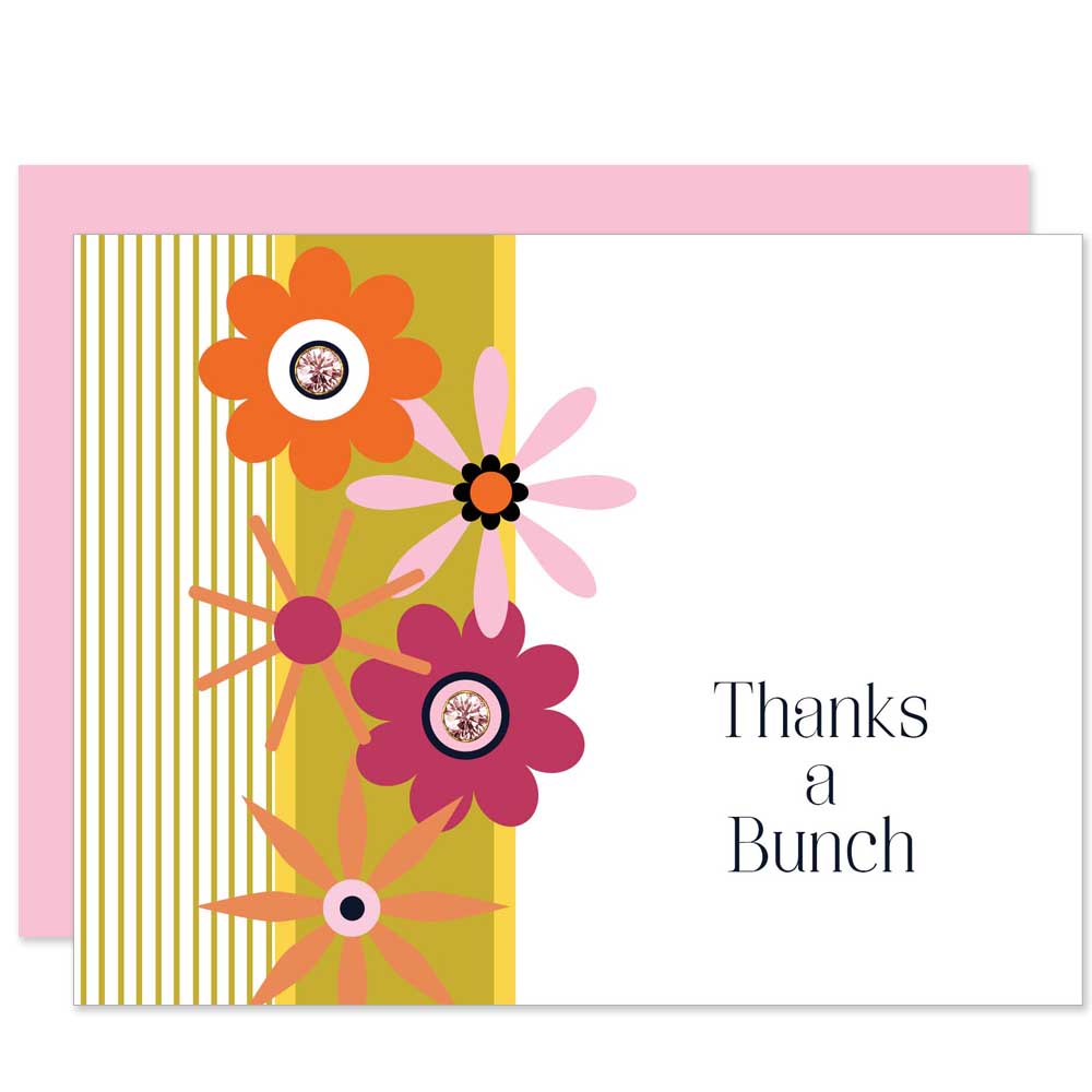 Flower Power Mid Century Modern Blank Thank You Card