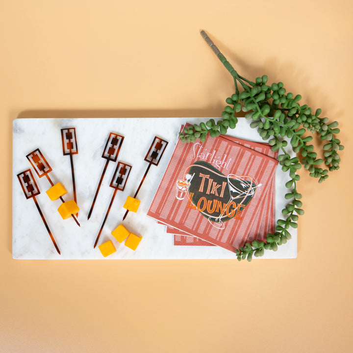 Retro Tortoiseshell Acrylic Cocktail &amp; Appetizer Picks Set of 8