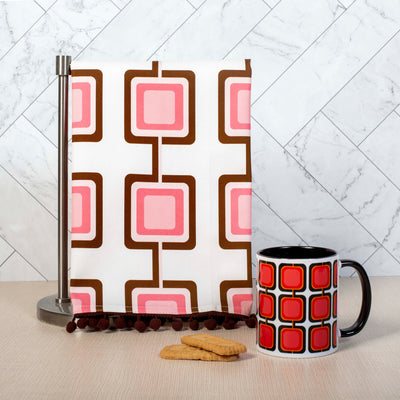 Retro Pink Squares Mid Century Modern Coffee Mug