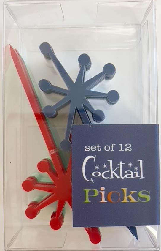 Patriotic Retro Starburst Acrylic Appetizer Cocktail Pick Set