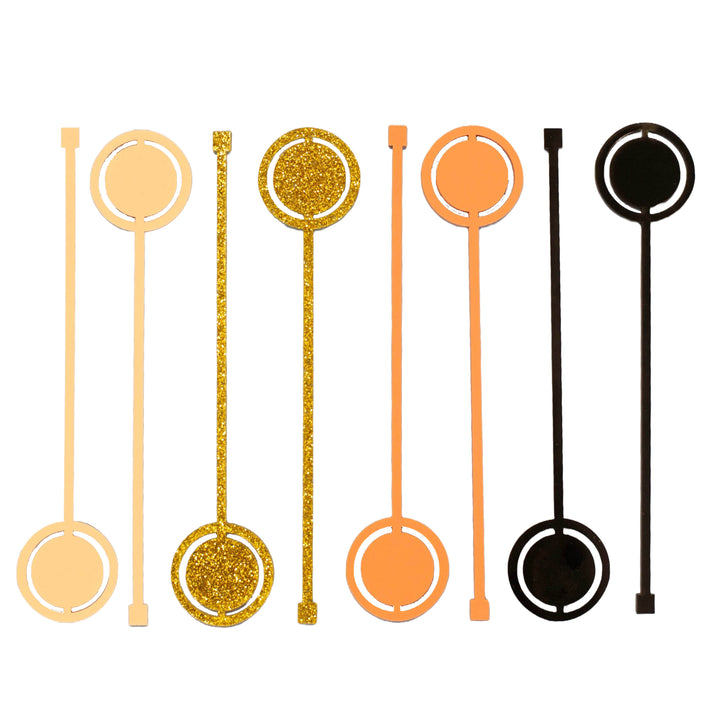Pink and Gold Round Acrylic Swizzle Stix Drink Stirrers