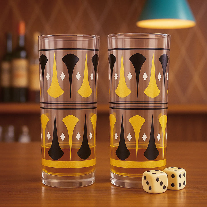 Black and Gold Mid Century Vintage Cocktail Glasses