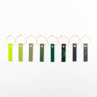 Set the mood for any occasion with these stylish Green With Envy Acrylic Wine Charms! Each boxed set contains 8 lightweight acrylic charms in a variety of fresh, sophisticated shades from green to black that will add a unique, stylish touch to your glassware. Envious swanky swag for your stems!