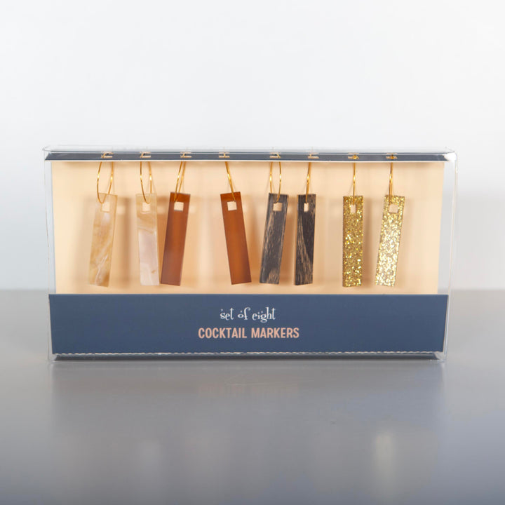 Shades of Brown Acrylic Cocktail Marker Wine Charms