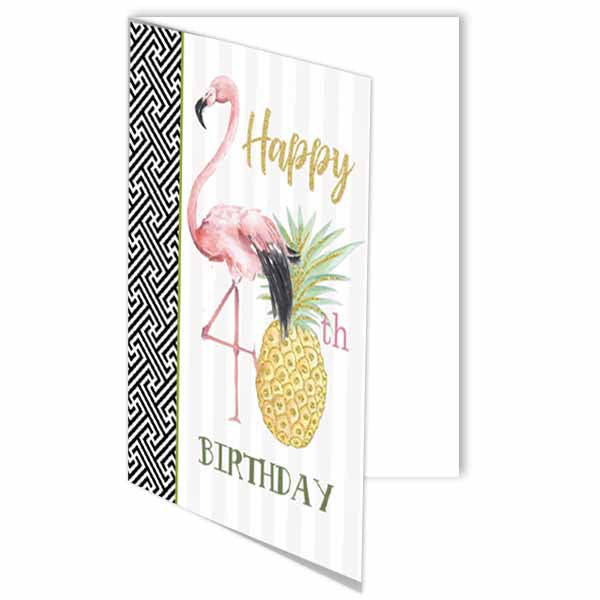 Flamingo and Pineapple 40th Milestone Birthday Card