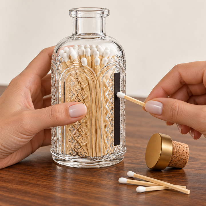 White Matches in Vintage Glass Jar