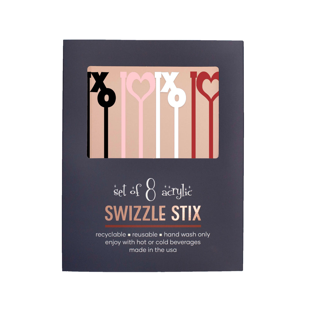 XOXO and Hearts Love Acrylic Beverage Mixing Swizzle Sticks