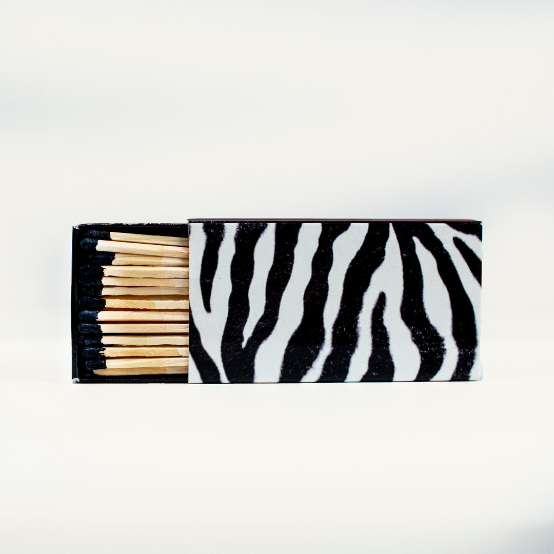 Black and White Zebra Print on Embossed Matte Collectible Matchbox byThe Joy of Light