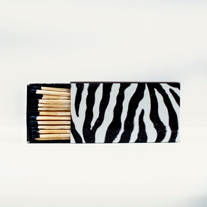 Black and White Zebra Print on Embossed Matte Collectible Matchbox byThe Joy of Light