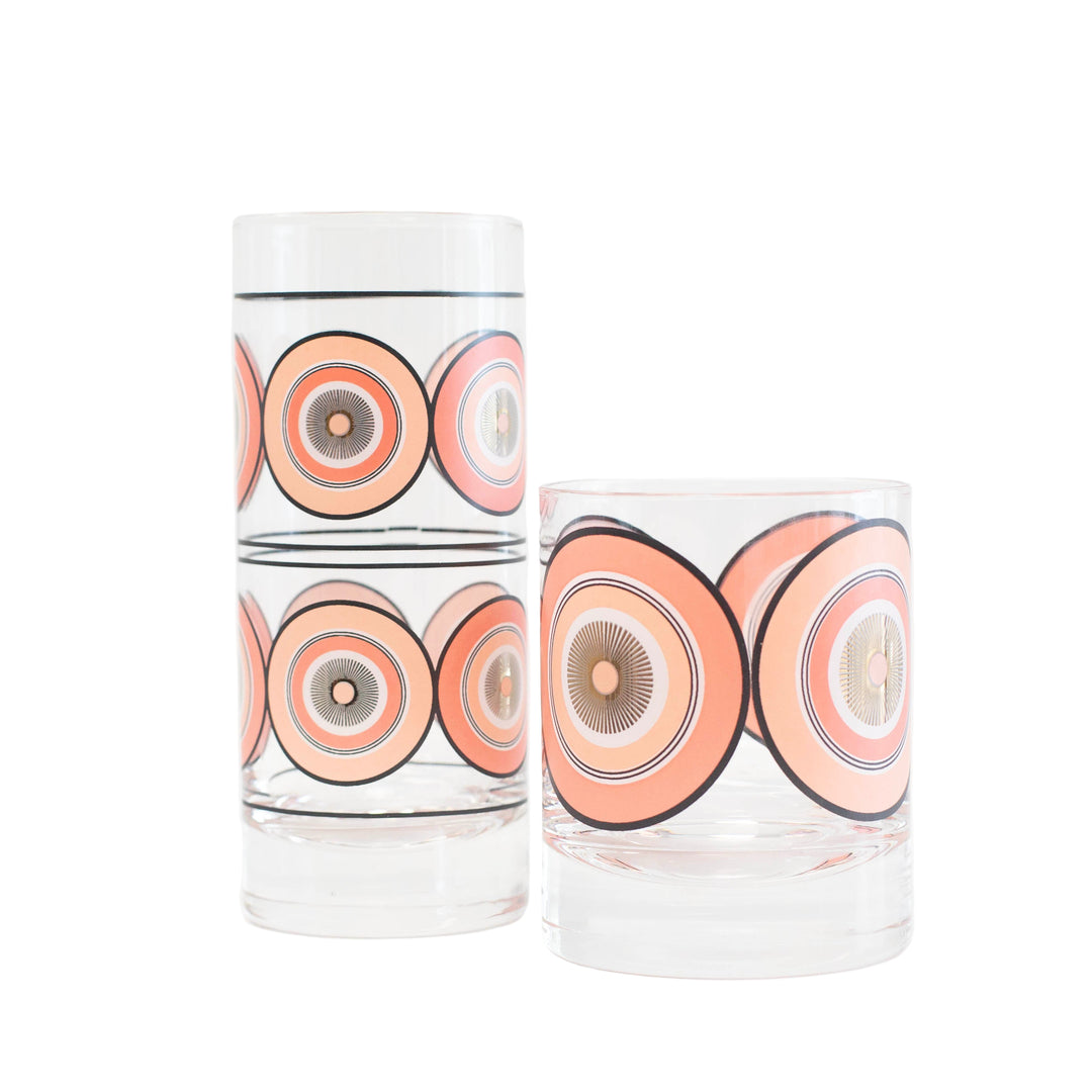 pink circle mid century modern barware cocktail glass collection