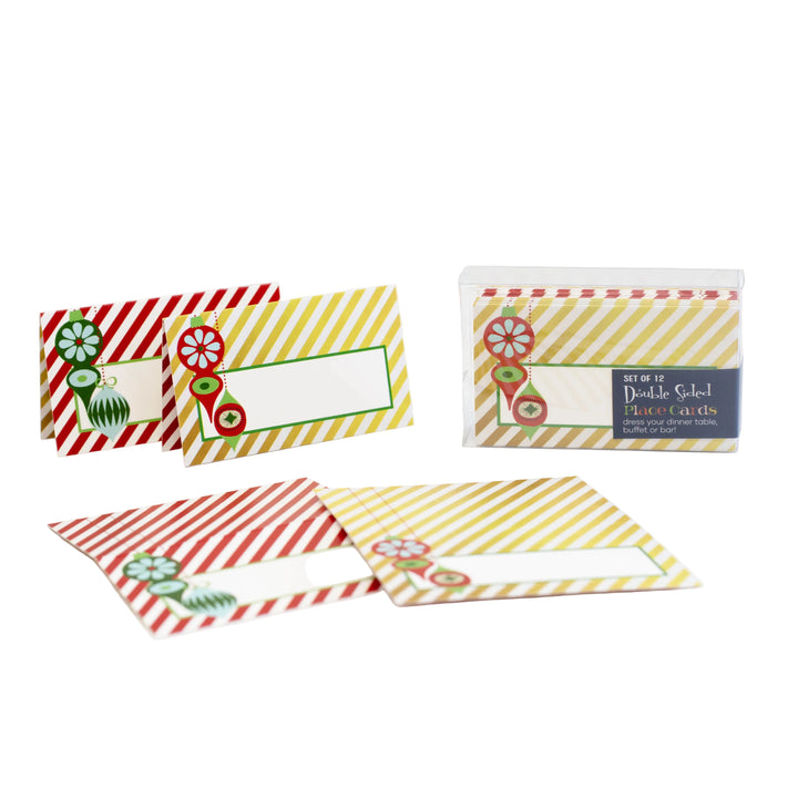 double sided retro ornament folded place card