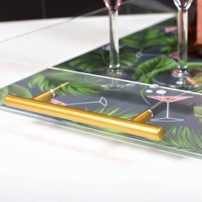 Martini Palm Acrylic Serving Tray with Handles