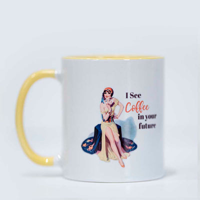I see Coffee In Your Future Vintage Pinup Girl Coffee Mug