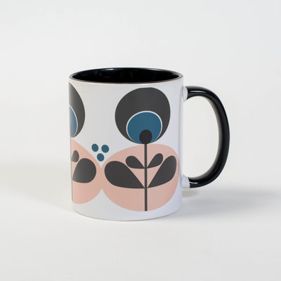 mid century modern tulip flower coffee mug