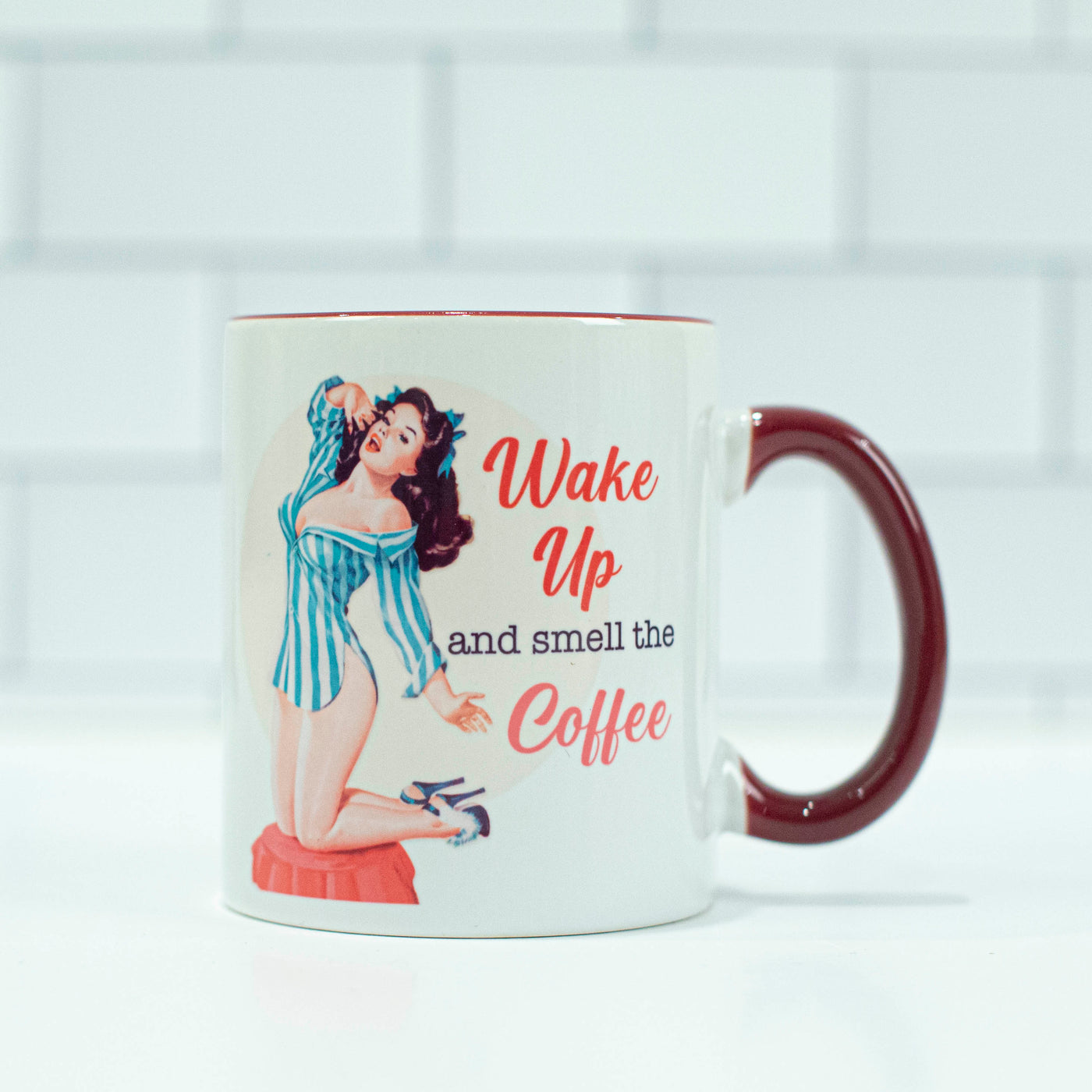 Wake up and Smell the Coffee Pinup Girl Mug - ModLoungePaperCompany