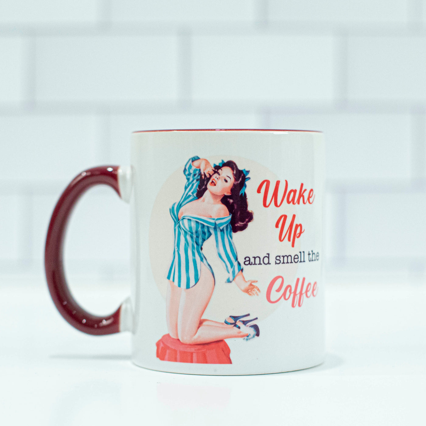 Wake up and Smell the Coffee Pinup Girl Mug - ModLoungePaperCompany