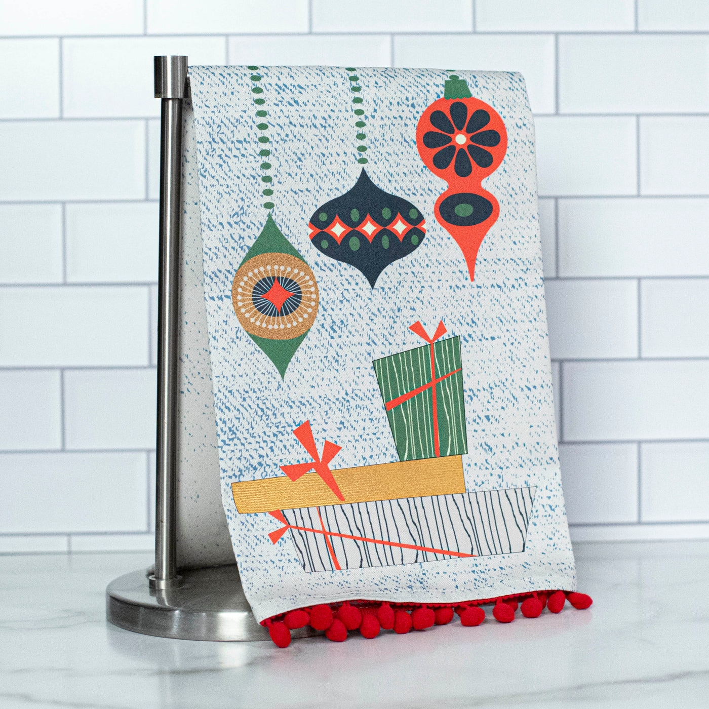 Retro Ornament and Gift Holiday Tea Towel - ModLoungePaperCompany