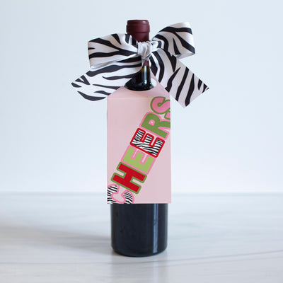 cheers girls night zebra paper wine tag with bow