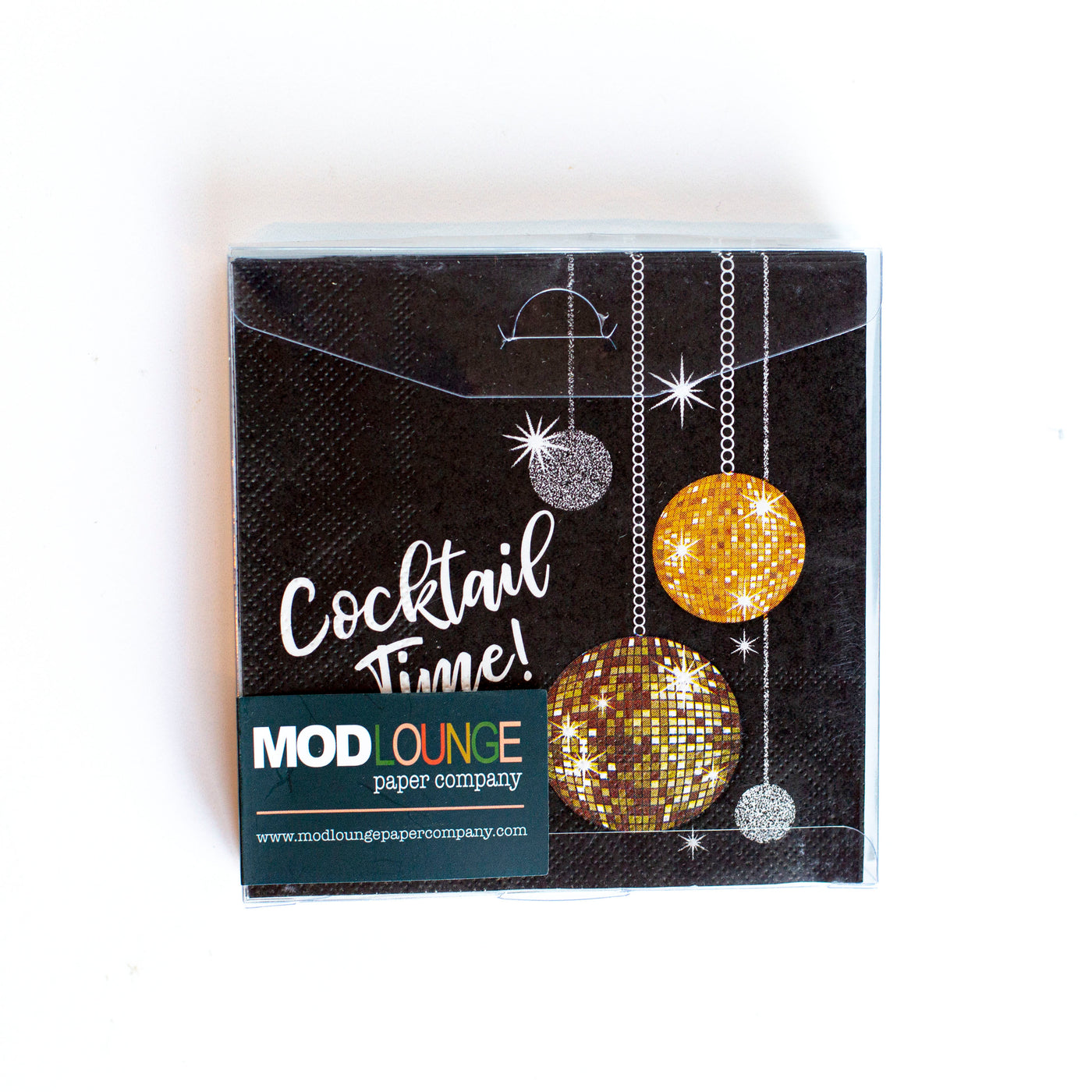 black and gold disco ball cocktail beverage napkins box set of 20