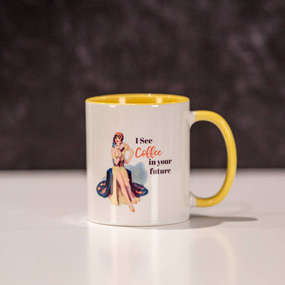 I see Coffee In Your Future Vintage Pinup Girl Coffee Mug