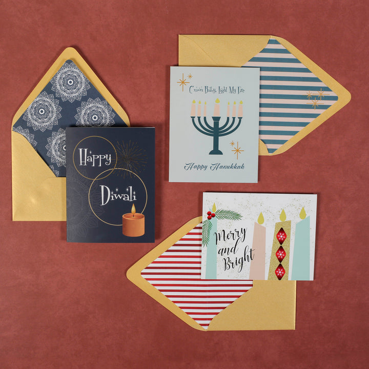 Light My Fire Hannukah Mid Century Greeting Card