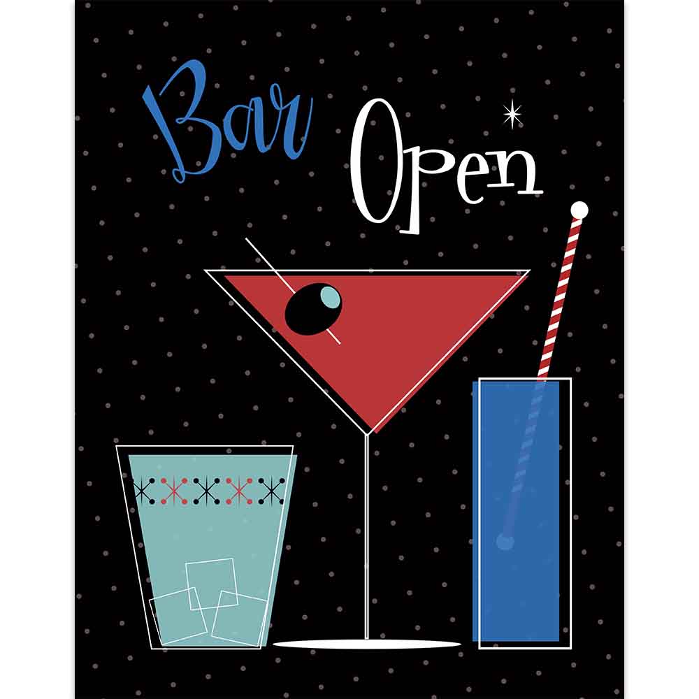 Patriotic Cocktails Bar Open Sign - ModLoungePaperCompany