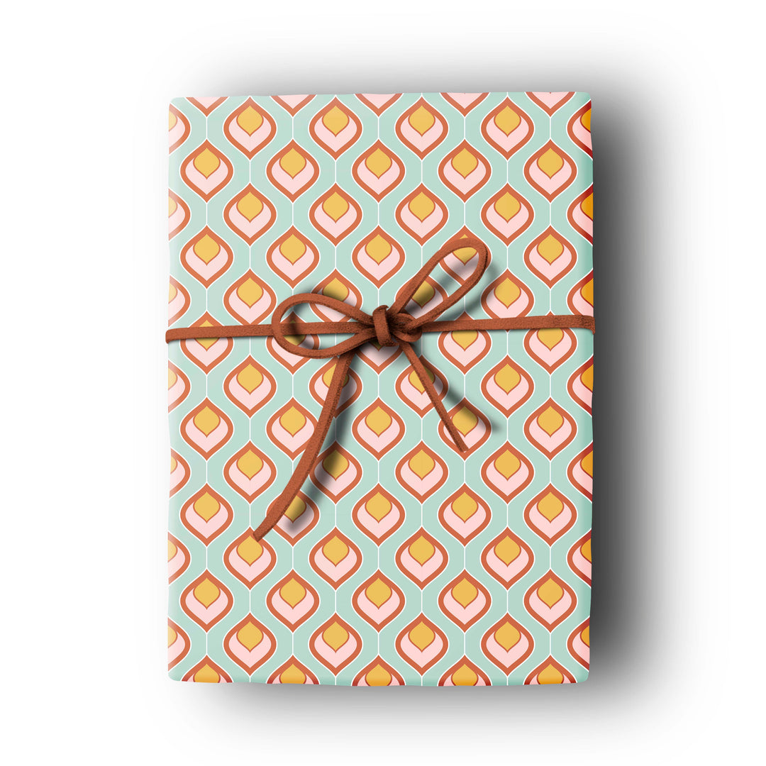 mid century modern aqua and pink geometric gift wrap