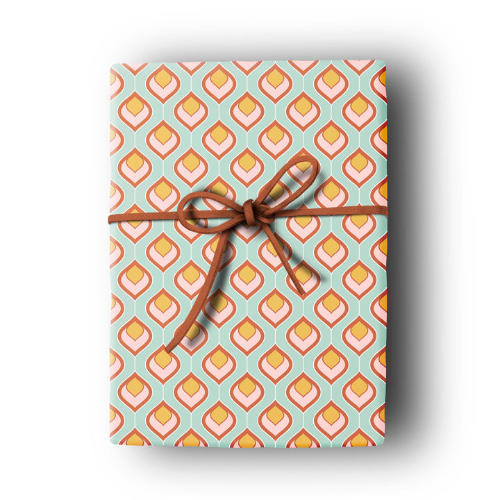 mid century modern aqua and pink geometric gift wrap