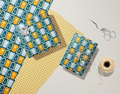 mid century modern gift wrap wrapping paper