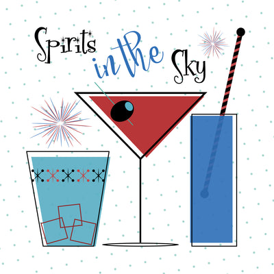 Mid Century Modern festive "Spirits in the Sky" cocktails beverage napkin