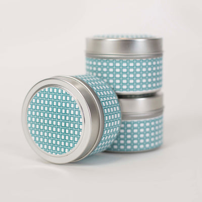 Teal Squares Travel Candle - ModLoungePaperCompany