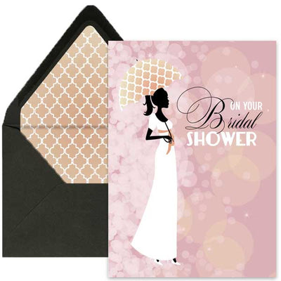 Classic Bride with Umbrella Modern Bridal Shower Card