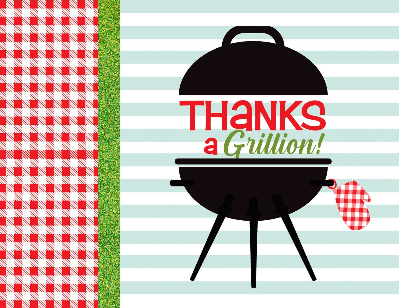 vintage grill gingham thank you card