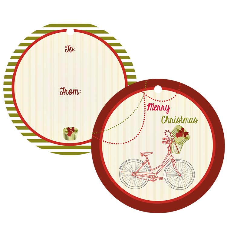 Vintage Holiday Bike Gift Tag - ModLoungePaperCompany