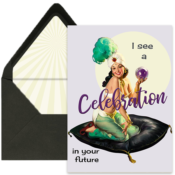 Celebration in Your Future Psychic Pinup Greeting Card