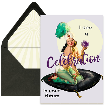 Celebration in Your Future Psychic Pinup Greeting Card