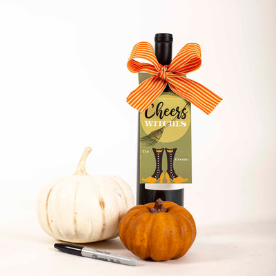 Cheers Witches Wine Tag Green - ModLoungePaperCompany